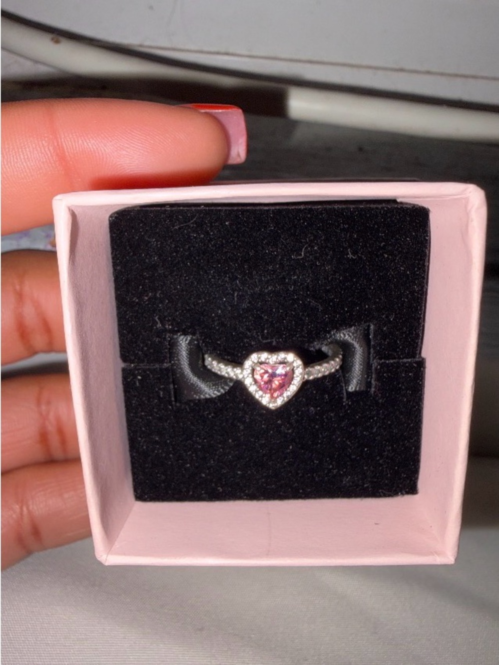 Elevated Pink Heart Ring